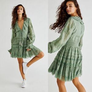 Rococo Sand Green Mini Dress